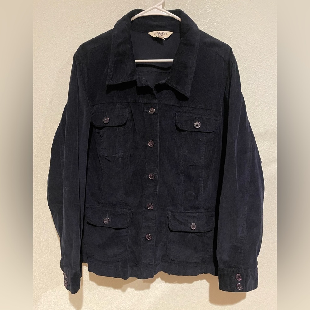 St. John's Bay Women's Dark Navy Corduroy Utility Jacket